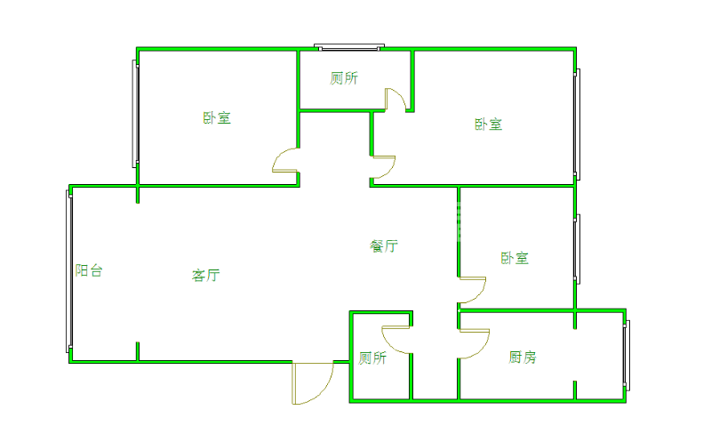 二十一世纪花园1期  3室2厅2卫   180.00万室内图1