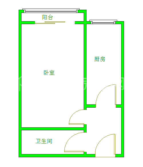 公园西  1室0厅1卫   1600.00元/月室内图1