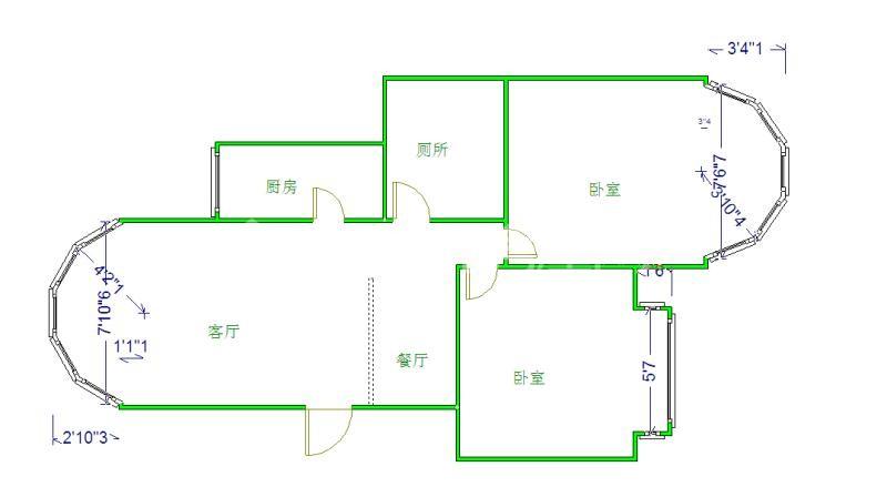 金都花园  2室2厅1卫   2600.00元/月室内图1