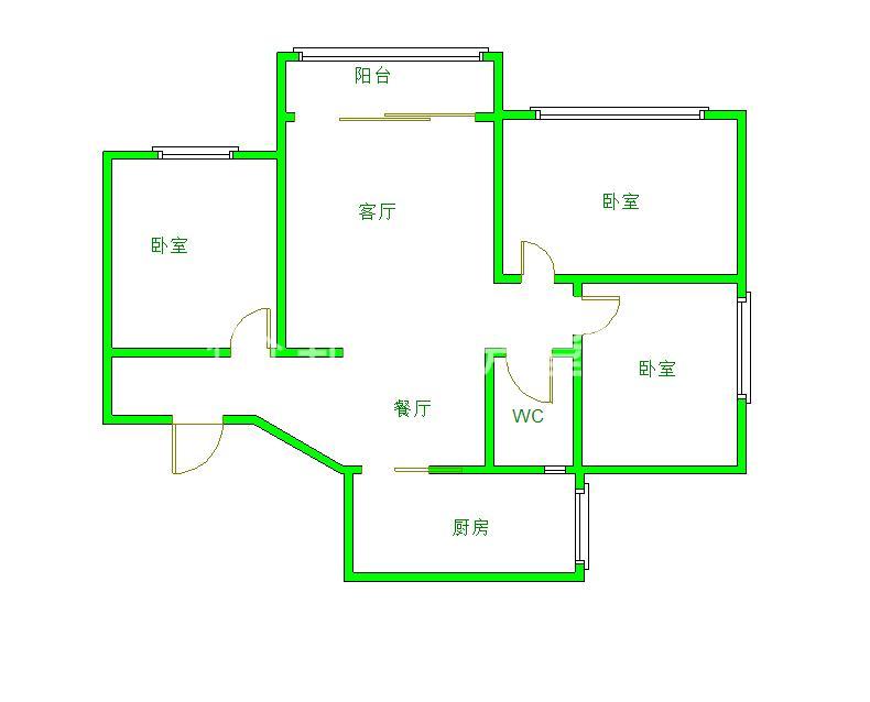 二十一世纪花园4期  3室2厅1卫   2800.00元/月室内图1