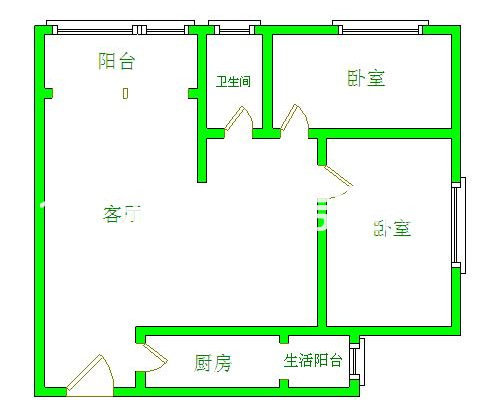 清河庭苑  1室1厅1卫   1000.00元/月室内图1