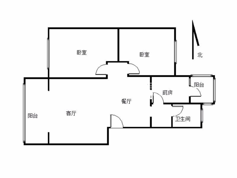 二十一世纪花园1期  2室2厅1卫   105.00万户型图