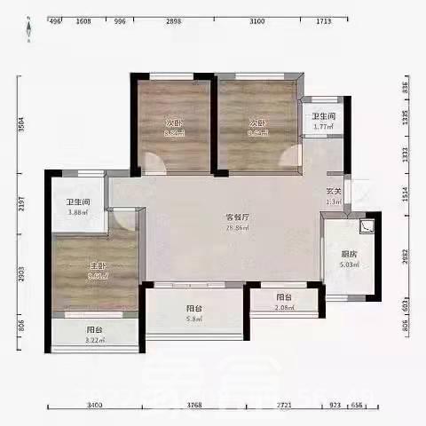 开源鑫阁  1室1厅1卫   1300.00元/月室内图1