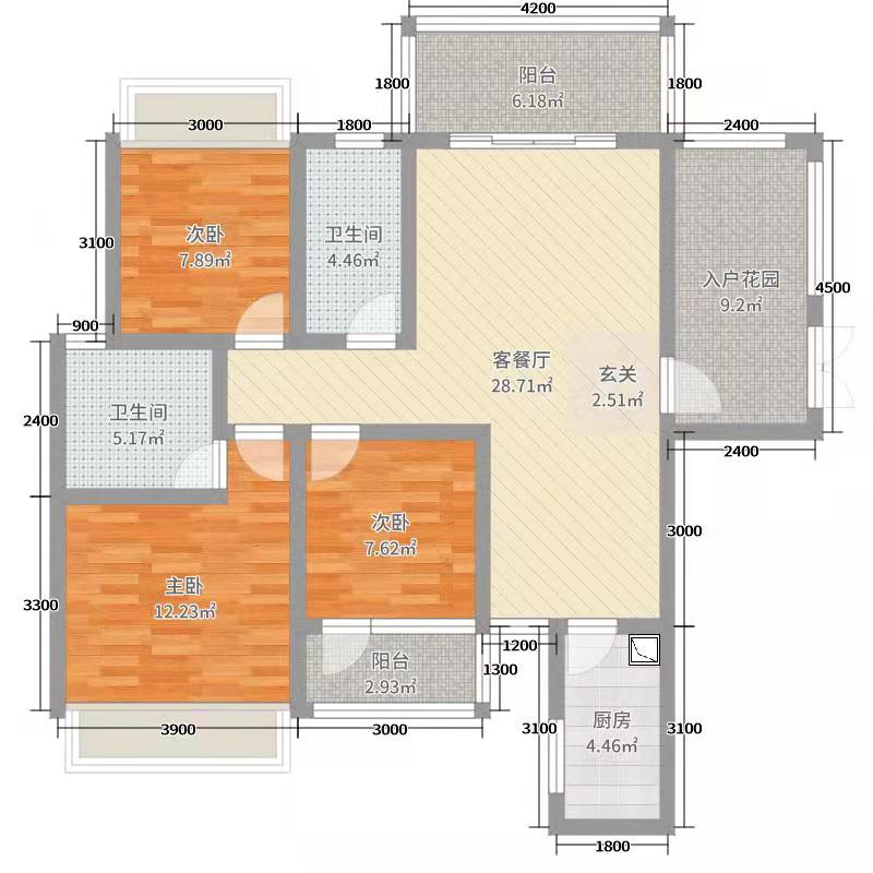 金和天下  3室2厅1卫   102.80万室内图1