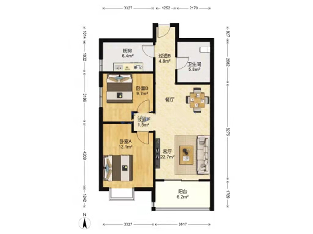 融侨馨苑  2室2厅1卫   220.00万室内图1