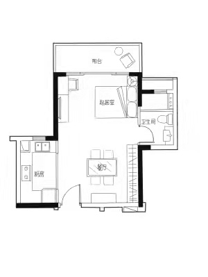 水域中央  3室2厅2卫   120.00万室内图1