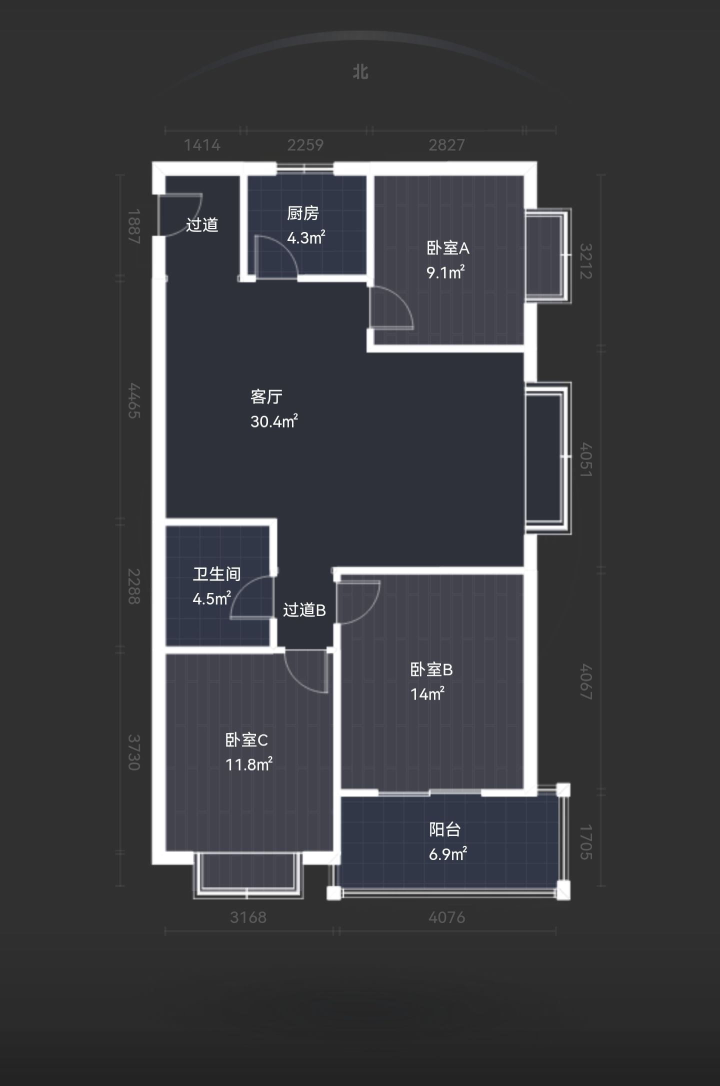 省直机关三爻小区  3室2厅1卫   3000.00元/月户型图