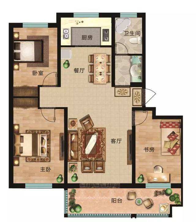 康馨小区  3室2厅2卫   42.80万户型图