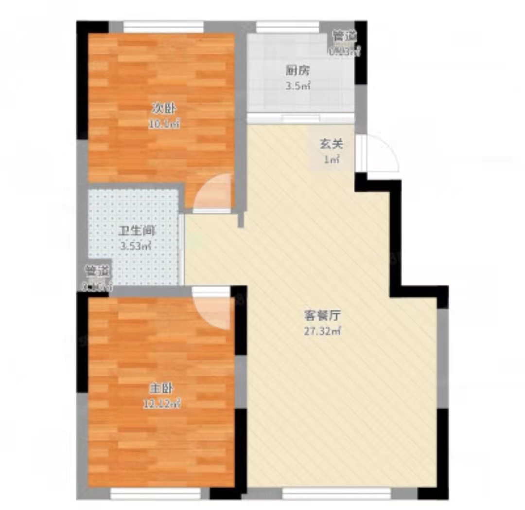 民俗文化广场  2室2厅1卫   2000.00元/月户型图