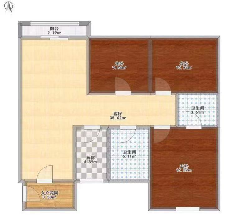 香江水岸新城  3室2厅2卫   120.00万户型图