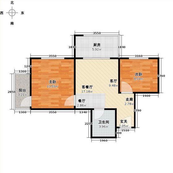 东风家园  2室1厅1卫   1000.00元/月室内图1