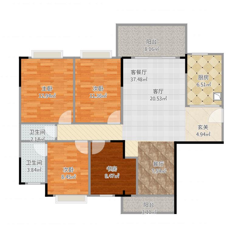 金融城一期  5室2厅1卫   8000.00元/月室内图1