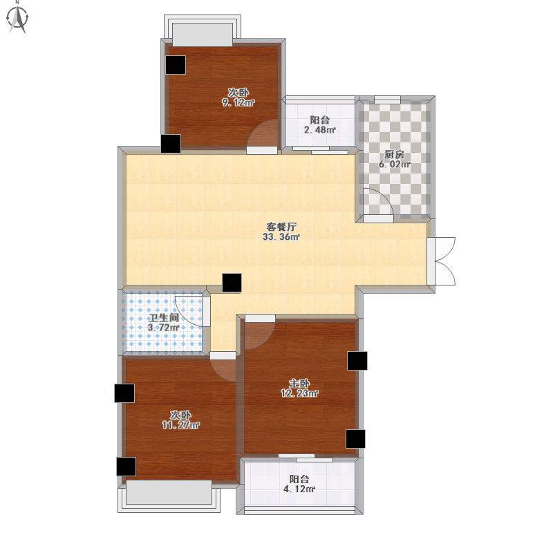 中天会展城B区  3室2厅2卫   3000.00元/月室内图1