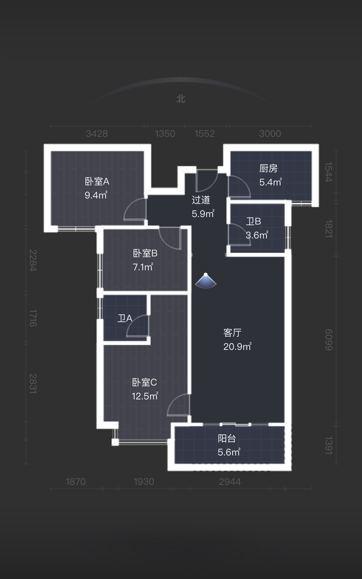 三迪枫丹  3室2厅2卫   225.00万户型图