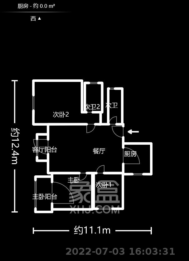 香海西岸  3室2厅1卫   128.50万室内图1