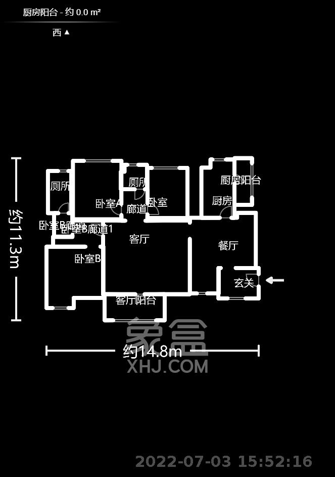 锑都家园  3室2厅2卫   1900.00元/月户型图