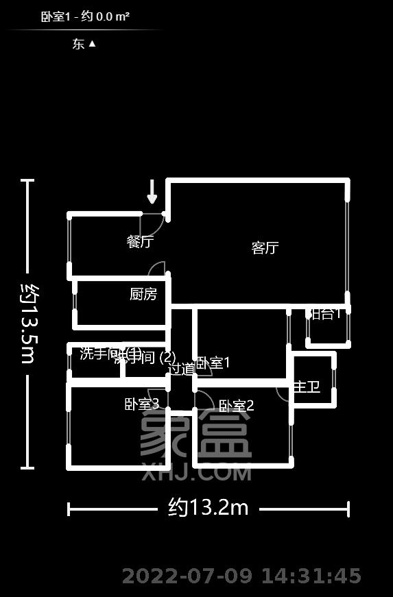 地税五分局小区  3室2厅1卫   2800.00元/月户型图