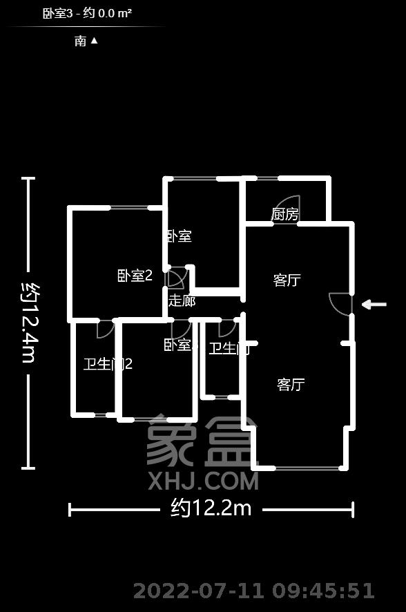 水利水电学府佳院（方略学府佳院）  3室2厅1卫   2000.00元/月户型图