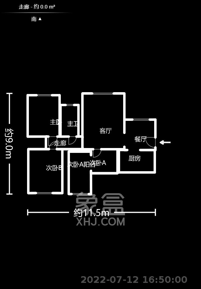 鑫远湘府逸园  3室2厅1卫   2400.00元/月户型图