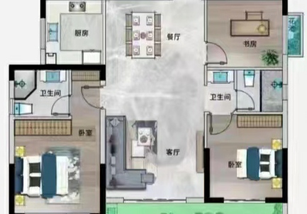 五江建材城  3室2厅1卫   69.80万户型图