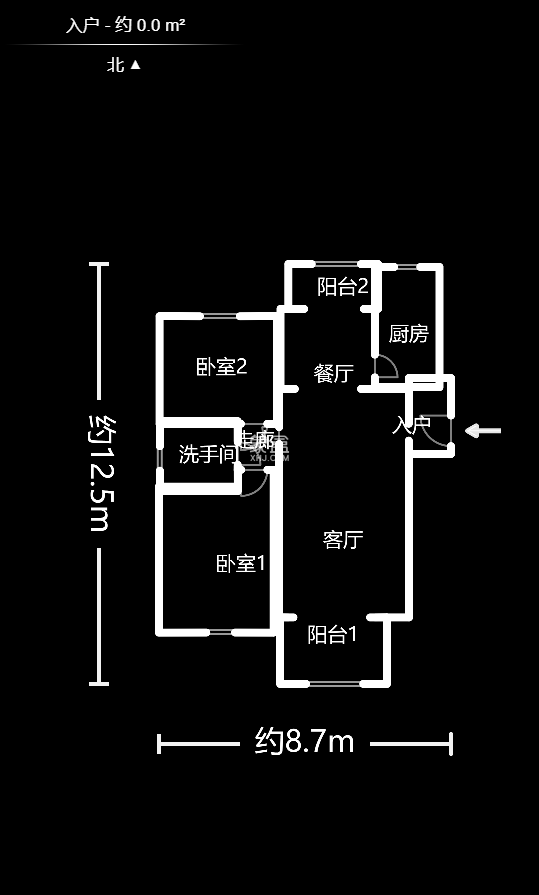 上海城小区 2室2厅1厨1卫 86.00万室内图1