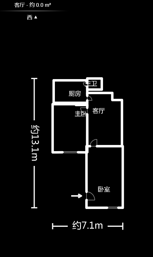 人民新村  2室1厅1卫   1400.00元/月户型图