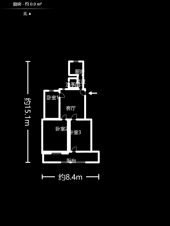 百紡大院宿舍  3室2廳1衛(wèi)   1500.00元/月戶型圖