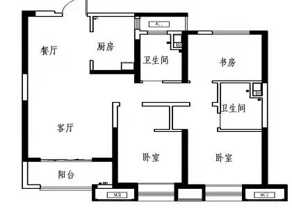 大华曲江公园世家七期  3室2厅2卫   230.00万户型图