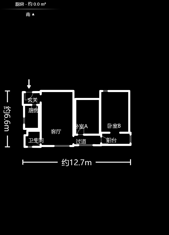 建鸿达现代公寓  2室1厅1卫   2500.00元/月户型图