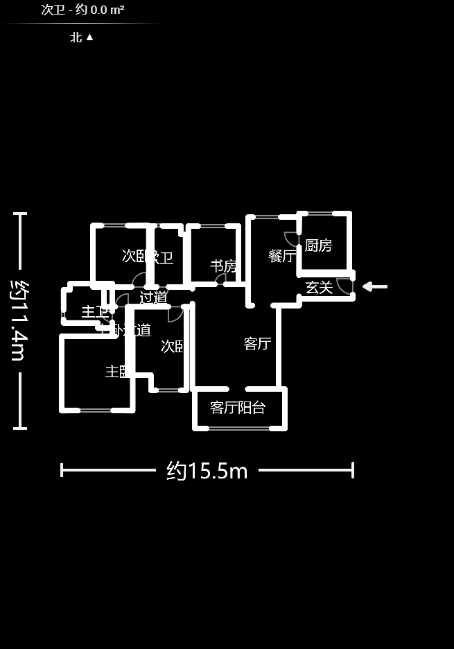 南山雍江汇（滨江国际新城）  4室2厅2卫    3800.0元/月户型图