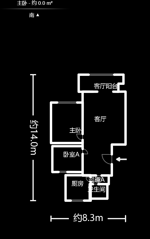 长房西郡  2室2厅1卫   1600.00元/月户型图