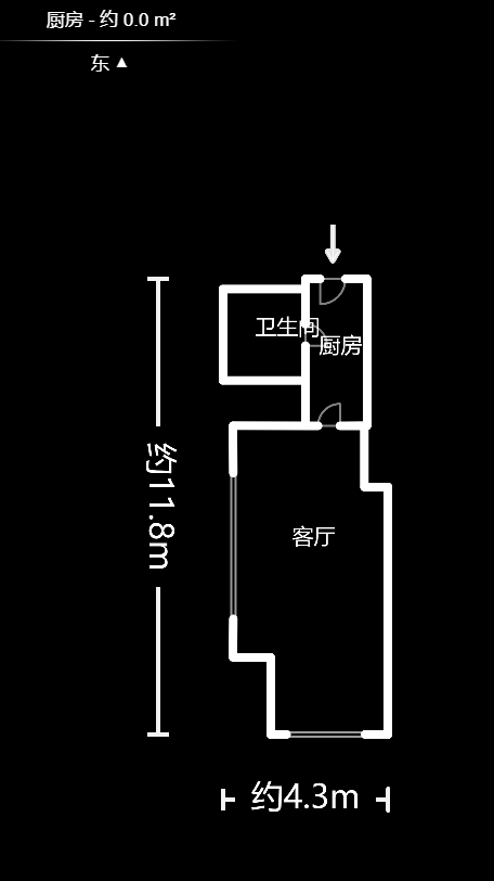 宇成开福广场  1室1厅1卫   2000.00元/月户型图