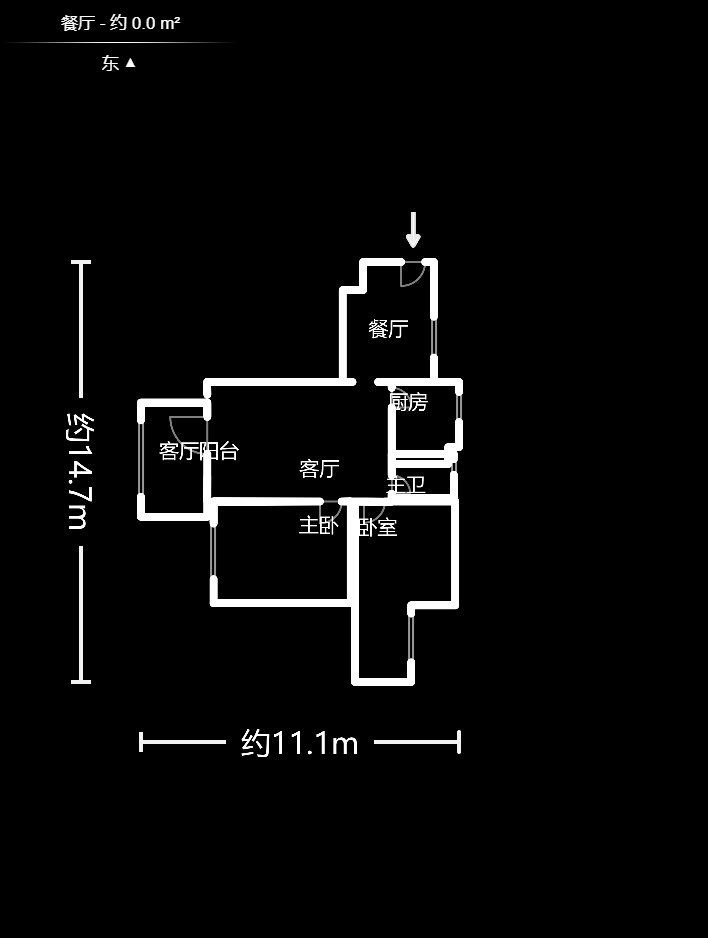 未来现代城  2室2厅1卫    1800.0元/月户型图