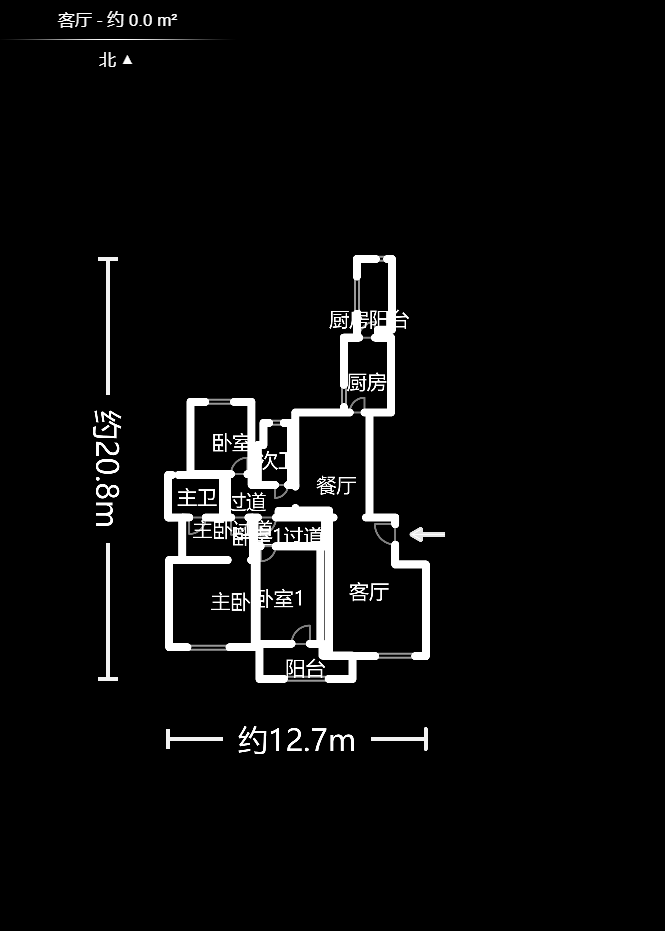 复地崑玉国际一期  3室2厅2卫    6000.0元/月户型图