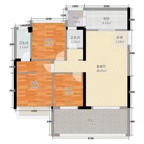 新城国际  3室2厅2卫   2600.00元/月室内图1