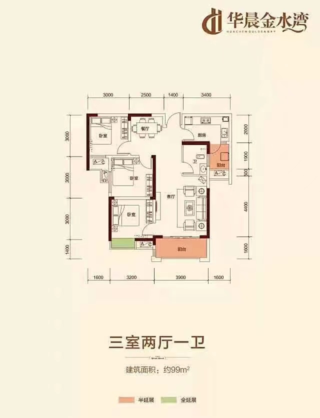 金水湾  3室2厅1卫   48.00万