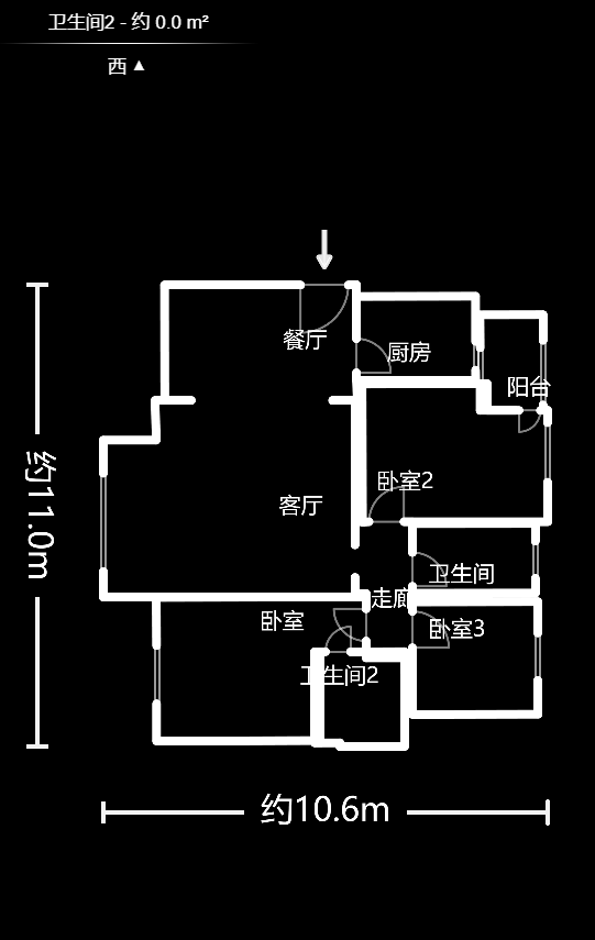 中欣楚天雅郡  3室2厅2卫   1900.00元/月户型图