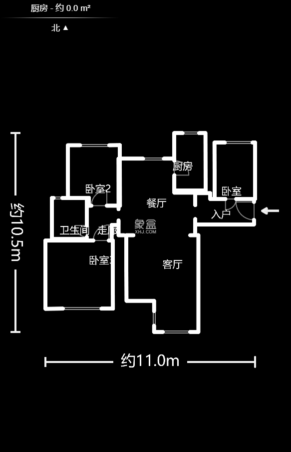 中国铁建国际城一期  3室1厅1卫    61.0万室内图1
