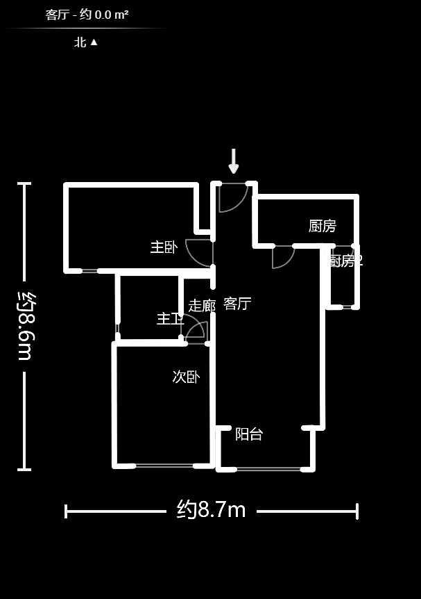 華潤五彩城  2室1廳1衛(wèi)    75.0萬室內(nèi)圖1