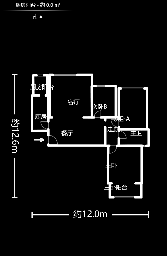 中信文化广场（中信新城二期）  3室2厅1卫   2600.00元/月户型图