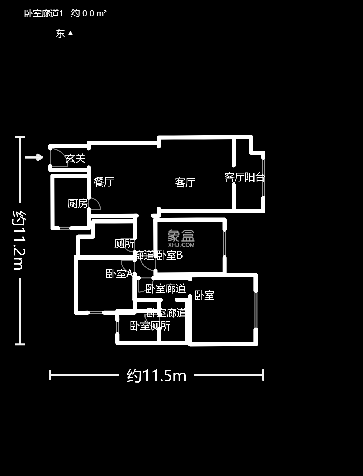 中海国际五期  3室2厅2卫   2600.00元/月户型图