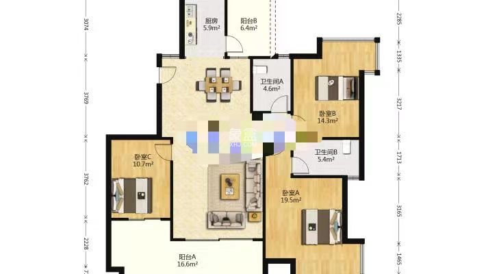 山水文园  3室2厅2卫   73.80万
