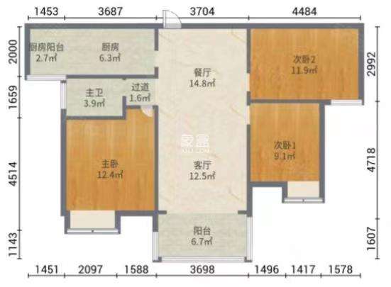 山水豪庭  3室2厅1卫   59.80万