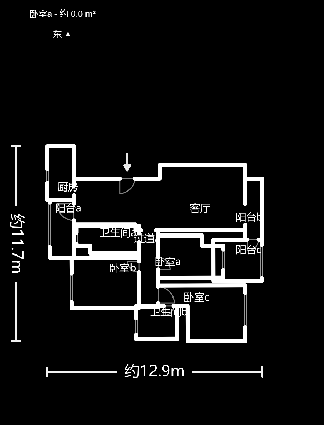 凯富漫城  4室2厅2卫   1600.00元/月户型图