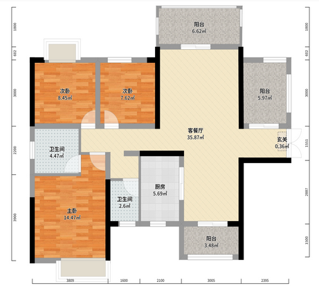 紫金华府 4室2厅2卫 80.8万 紫金华府 4室2厅2卫 80.8万室内图