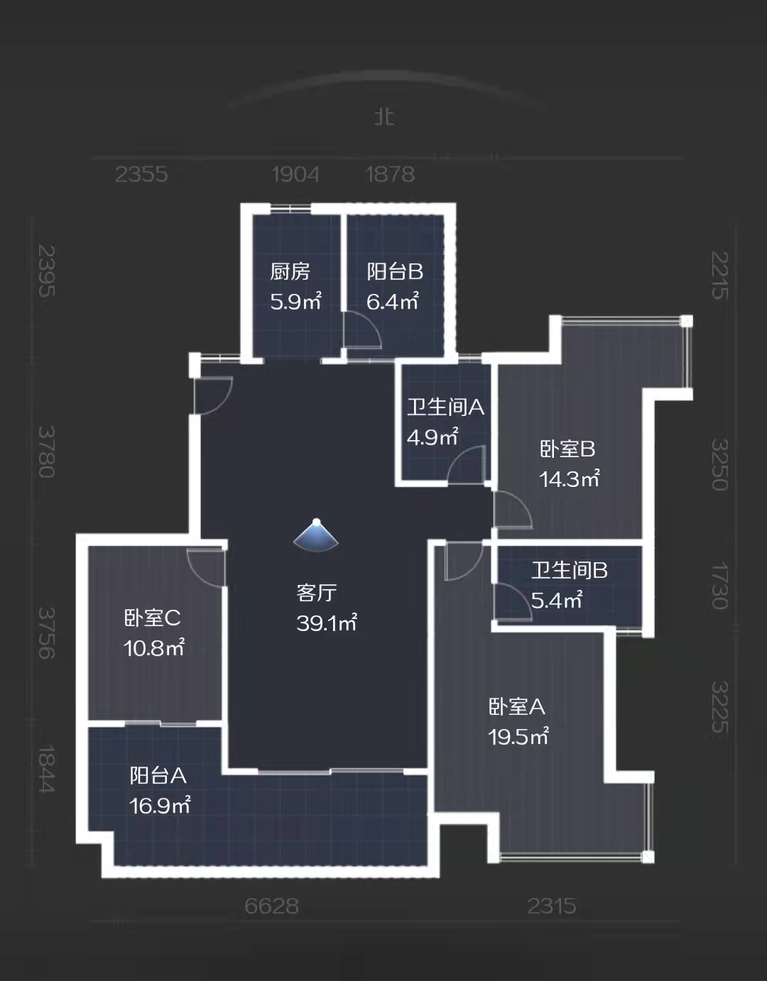 山水文园  3室2厅2卫   90.00万