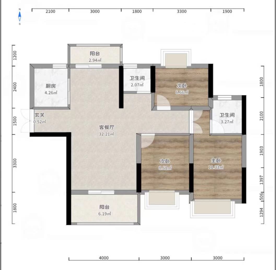 时代新城(翰林府) 3室2厅2卫 42.8万 时代新城(翰林府) 3室2厅2卫 42.8万室内图