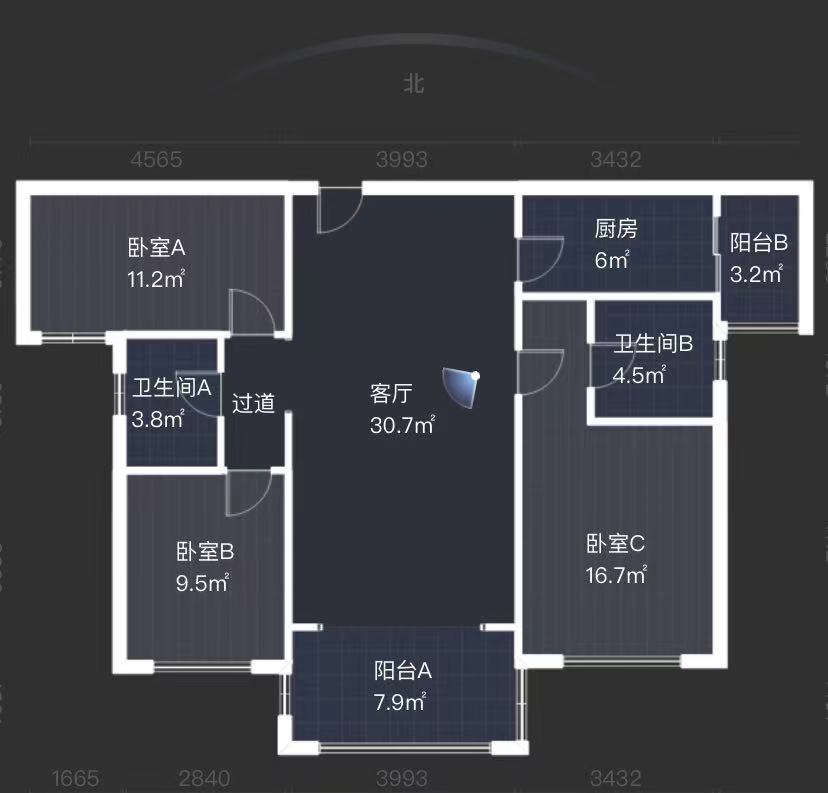 中泰财富湘江  3室2厅2卫    75.0万室内图