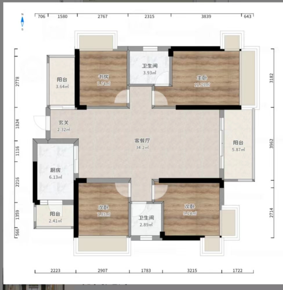 蓝溪谷  4室2厅1卫   93.00万