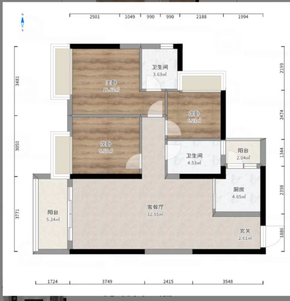 蓝溪谷 3室2厅2卫 56.0万 蓝溪谷 3室2厅2卫 56.0万室内图